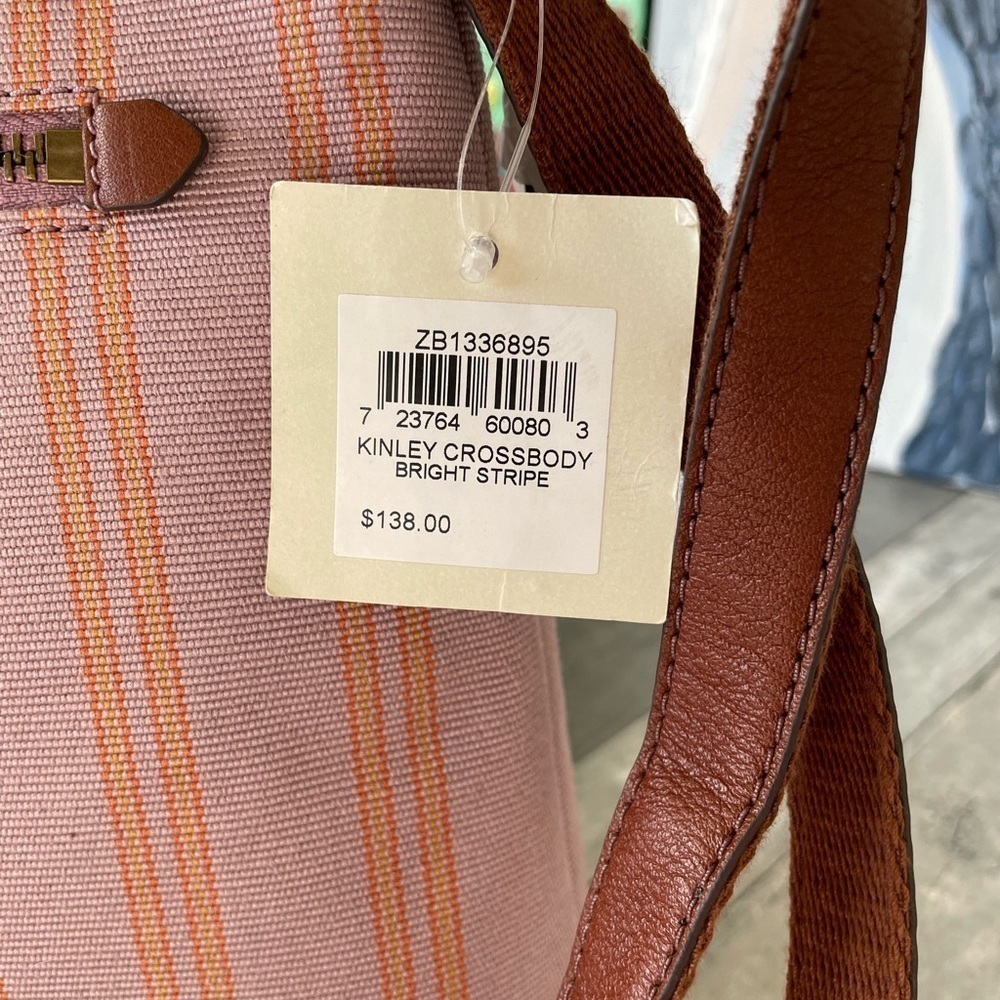 Fossil Kinley Womens Crosbody Bright Stripe Pink Women Fabric Bag purse fabric - Picture 7 of 7